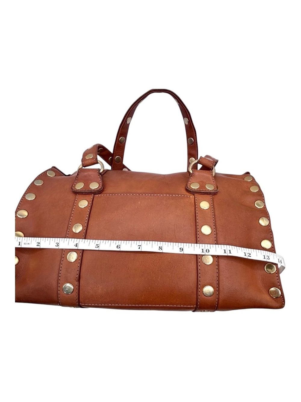 Hammitt Westwood Bag Elevated Chic Gold Studded Rivets Dr Brown Leather Satchel - Picture 7 of 14